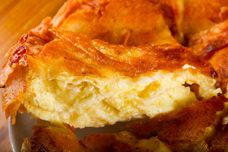 Caucasian yoka pie with cheese and eggs