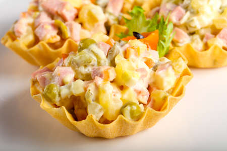 Tartlet with Russian salad for cateringの写真素材