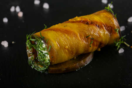Stuffed Eggplant rollの写真素材