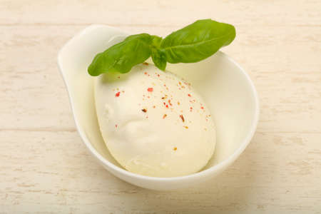 Mozzarella cheese with basil leavesの写真素材