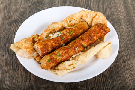 Chicken Kofta with onion and parsleyの写真素材