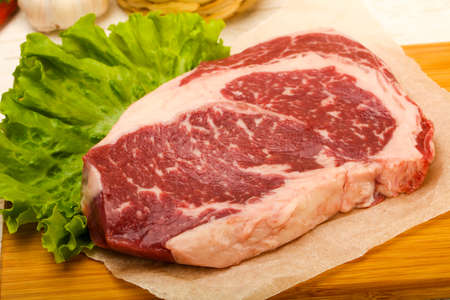 Rib eye raw steak ready for cookingの写真素材