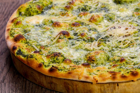 Pizza with pesto and cheeseの写真素材