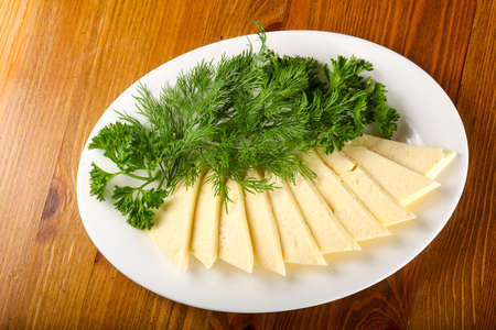 Caucasian Suluguni cheeseの写真素材