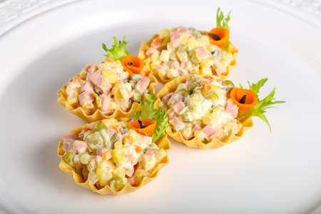Tartlet with Russian salad for cateringの写真素材