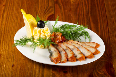 Eel sashimi with butterの写真素材