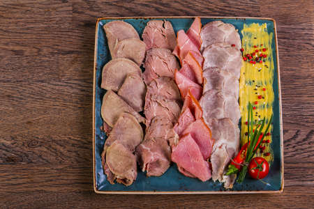 Pork meat plate snack assortmentの写真素材