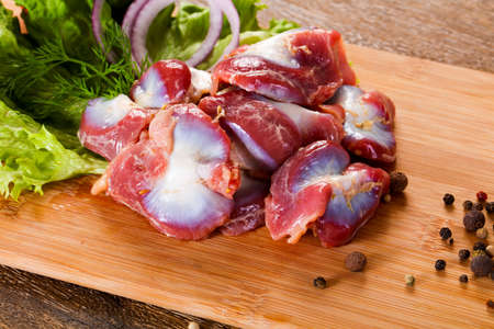 Raw chicken stomach for cookingの写真素材
