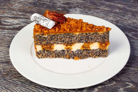 Sweet poppy mousse with banana filling