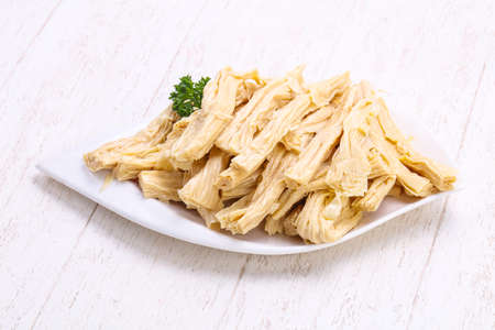 Korean asparagus heap in the bowlの写真素材