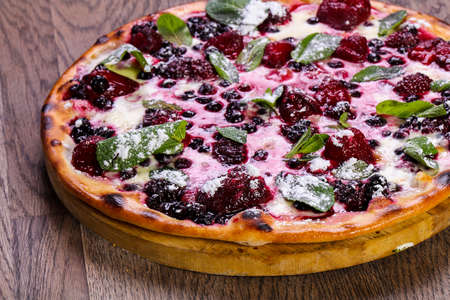 Fruit vegetarin pizza for kidsの写真素材
