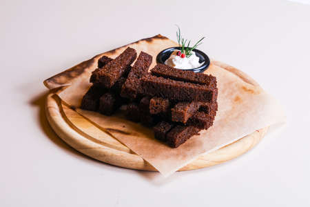 Black garlic bread snackの写真素材