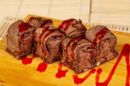Delicious chocolate and nut rolls