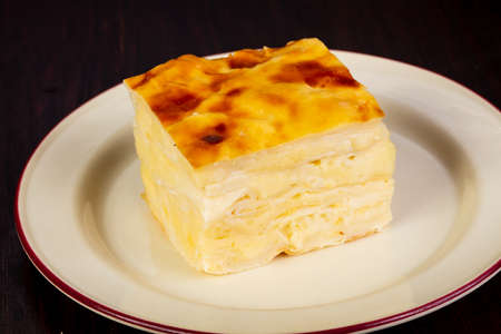 Casserole with cottage cheese in the plate