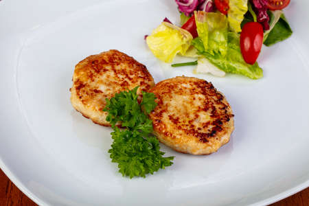 Delicious fried chicken meatballs with vegetables