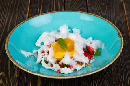 Mango sweet dessert served mint