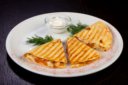 Tasty mexican quesadilla with chicken