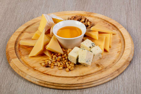 Cheese plate mix with honeyの写真素材