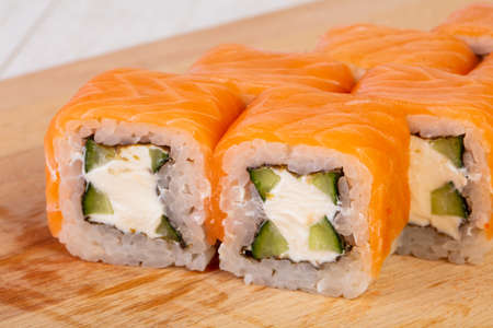 Philadelphia roll with salmon and cucumber