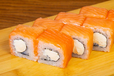Delicious set of Philadelphia rolls wih cream cheeseの写真素材