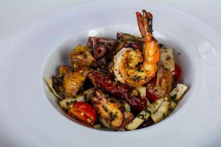 Roasted prawn and octopus salad