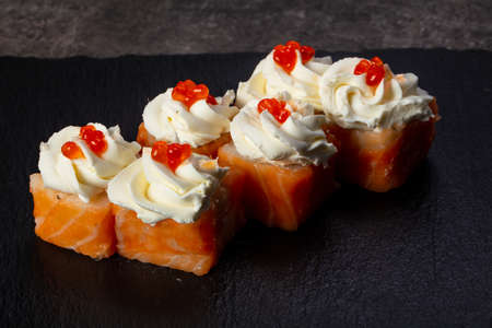 Japanese traditional roll with salmonの写真素材