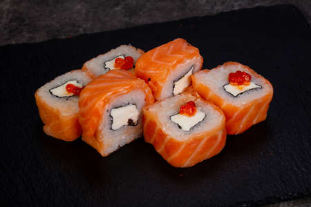 Japanese traditional roll with salmonの写真素材