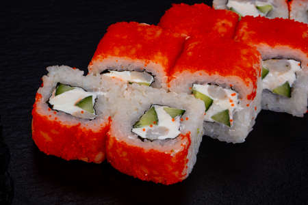 Japanese roll with crab meatの写真素材