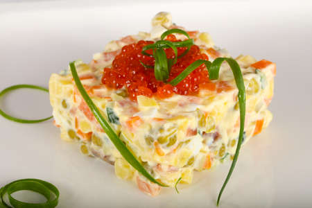 Russian salad with cavairの写真素材