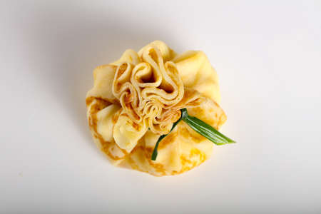 Stuffed pancake bags with meat and onionの写真素材