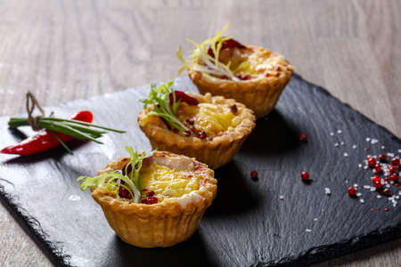 Canape with baked mushroom and cheese