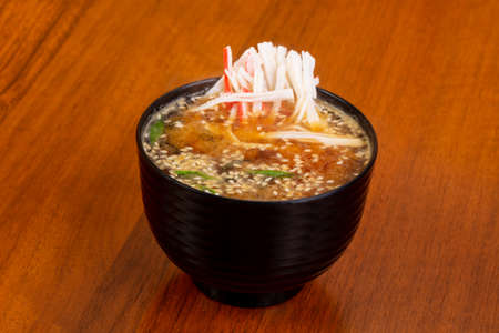 Japanese Miso soup with crab meat