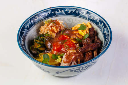 Poke with crab meat and special sauceの写真素材