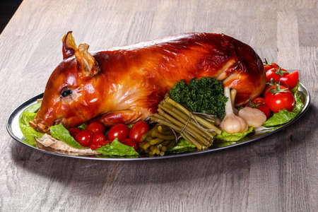 Grilled young pig - pork meatの写真素材