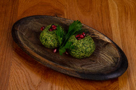 Georgian cuisine - Phali with spinach and beansの写真素材