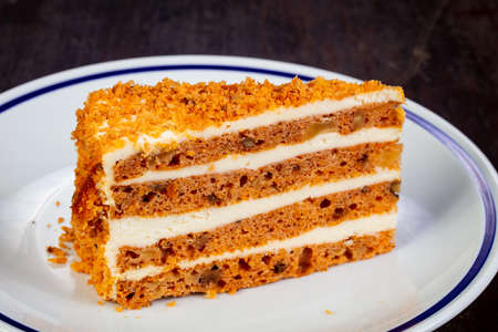 Sweet dietary carrot cake  in the plate