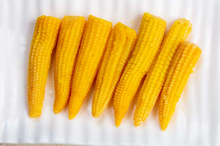 Tasty salty small pickled cornの写真素材