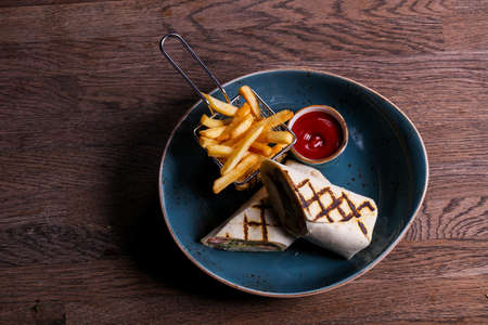 Chicken roll burrito with French potato