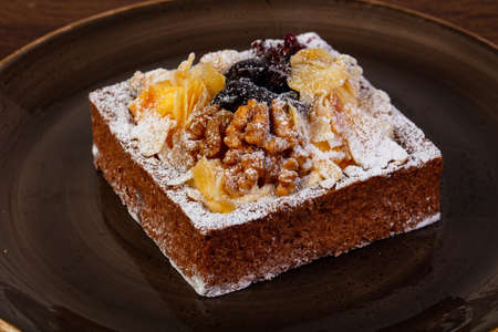 Sponge cake dessert in the plate