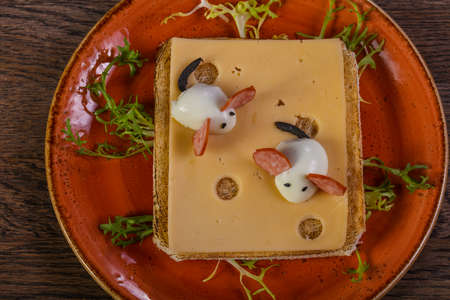Kids sandwich with cheese and sausages