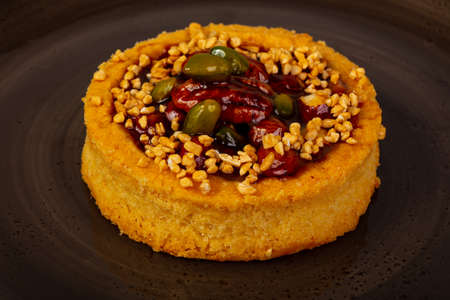 Sweet pastrie cake in the plate