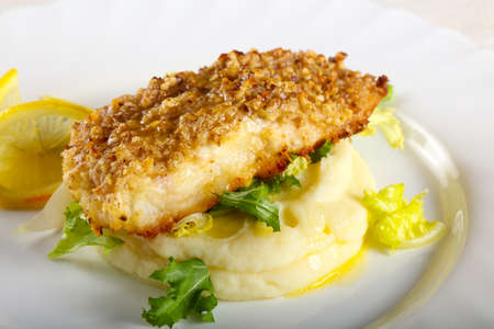 Baked Cod fish with mashed potato