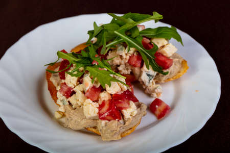 Bruschetta with cheese and tomato