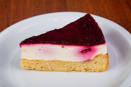 Delicious piece of raspberry souffle cake