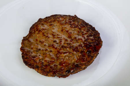 Liver hot pancakes in the plateの写真素材