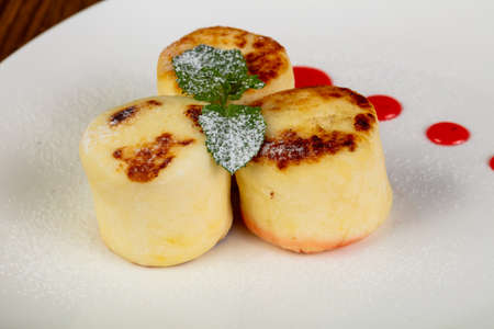 Cheese pan cakes with syropeの写真素材