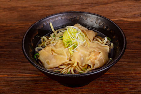 Vietnam traditional soup with dumplings and noodlesの写真素材