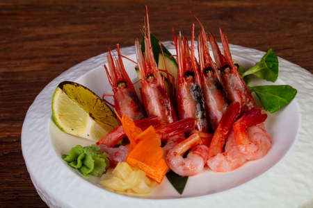 Japanese cuisine sashimi sweet Prawnの写真素材