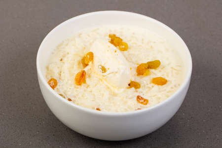 Rice porridge with dry grapeの写真素材