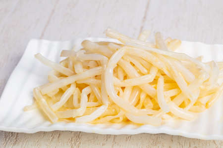 Tasty plate of marinated bamboo shootsの写真素材